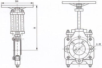 ZT9928手動漿料閘閥結構示意圖 ZT9928手動漿料閘閥結構示意圖