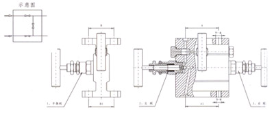 1151法蘭式三閥組結(jié)構(gòu)示意圖 1151法蘭式三閥組結(jié)構(gòu)示意圖